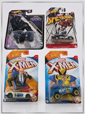 Hot Wheels Marvel LOT Black Panther Spider-Girl X-Men Wolverine Set of 4
